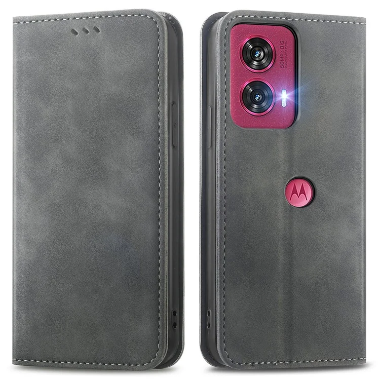 Für Motorola Edge 50 Fusion 5G Kartensteckplätze Case Skin-Touch PU Leder Handyhülle - Grau