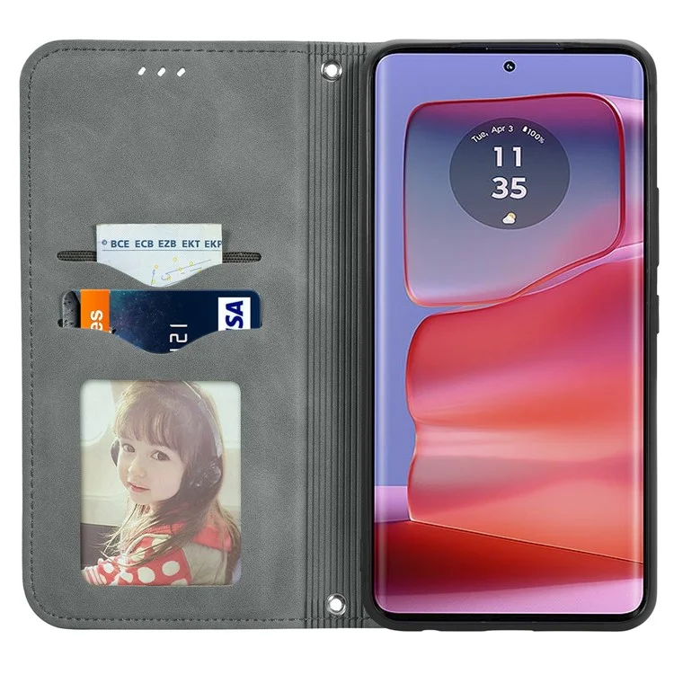 Für Motorola Edge 50 Fusion 5G Kartensteckplätze Case Skin-Touch PU Leder Handyhülle - Grau