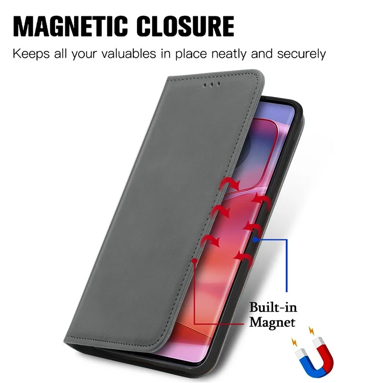 Für Motorola Edge 50 Fusion 5G Kartensteckplätze Case Skin-Touch PU Leder Handyhülle - Grau