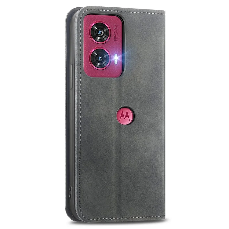 Für Motorola Edge 50 Fusion 5G Kartensteckplätze Case Skin-Touch PU Leder Handyhülle - Grau