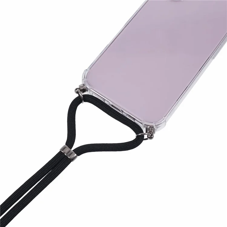 Per iPhone 16 Plus Case Four Corners Anti-Drop Clear TPU Phone Cover with Strap (Large Lens Hole)
