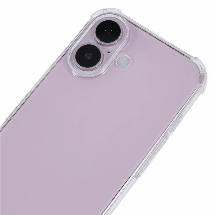 Per iPhone 16 Plus Case Four Corners Anti-Drop Clear TPU Phone Cover with Strap (Large Lens Hole)
