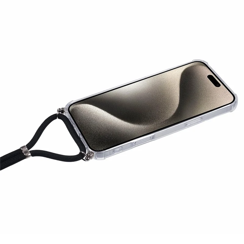 For iPhone 16 Pro Case with Strap Clear TPU Phone Cover Four Corner Reinforcement