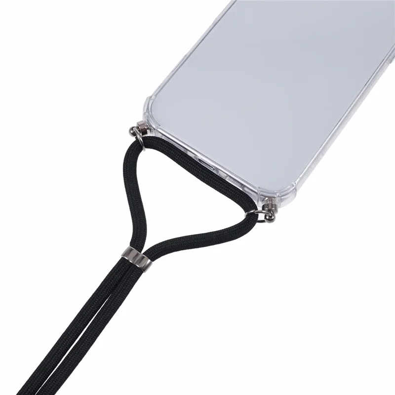 For iPhone 16 Pro Case with Strap Clear TPU Phone Cover Four Corner Reinforcement