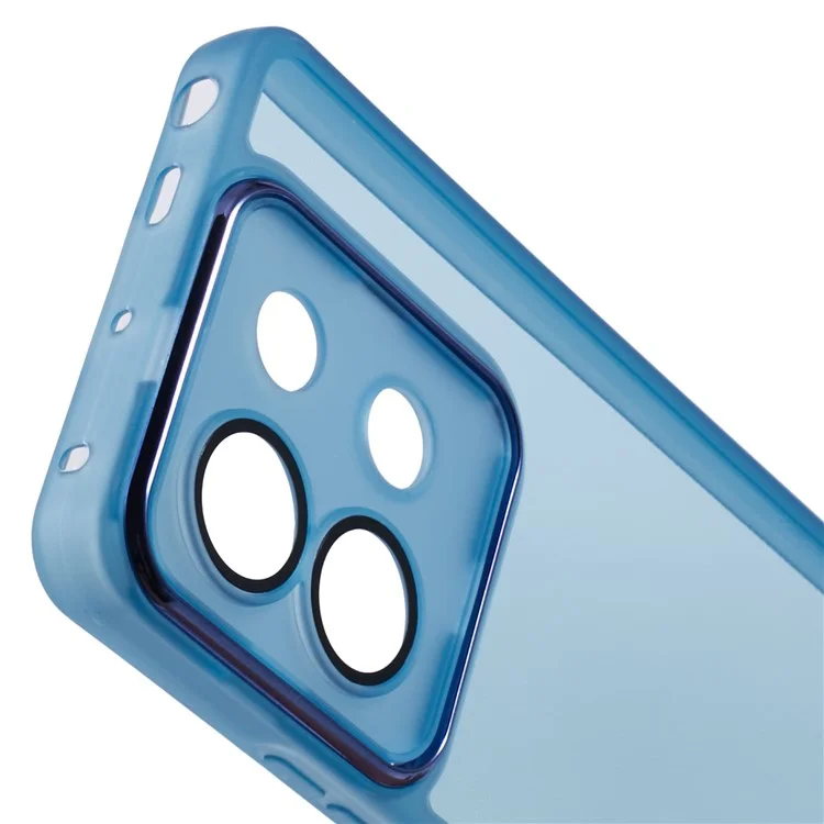 Funda para Xiaomi Poco X6 5G / Redmi Note 13 Pro 5G de la serie DKSM, con marco de cámara chapado en metal y cubierta de TPU - Cian transparente