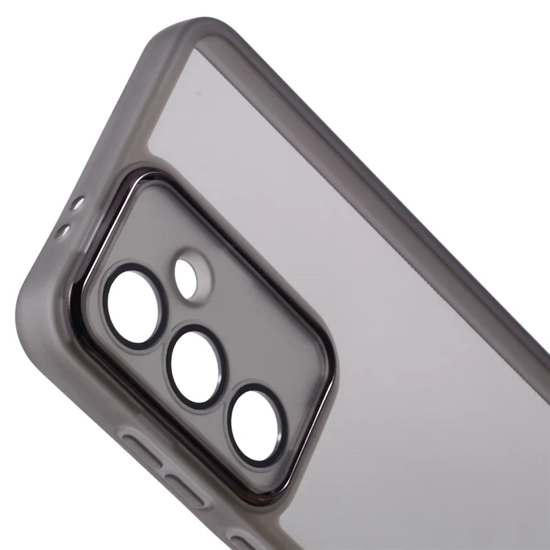 DKSM Series For Samsung Galaxy S24 FE Case Electroplated Camera Frame TPU Phone Cover - Transparent Black
