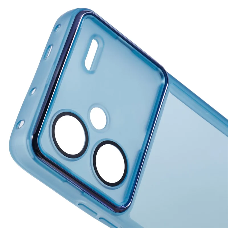 DKSM Series For Xiaomi Redmi Note 13 Pro+ 5G Case Electroplated Camera Frame TPU Phone Cover - Transparent Cyan