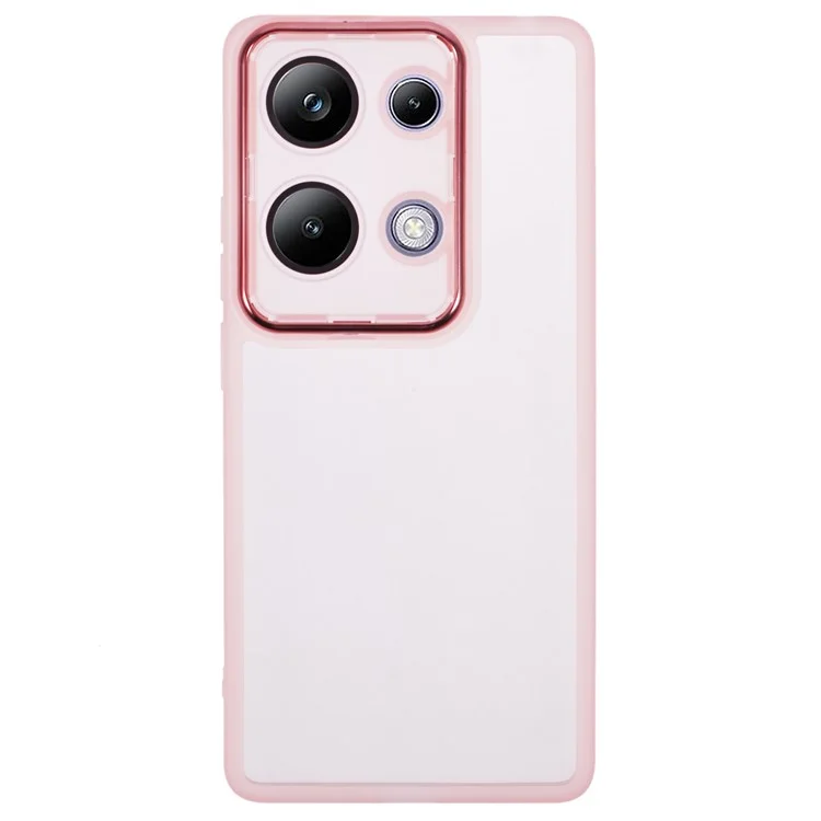 Série DKSM para Xiaomi Poco M6 Pro 4G / Redmi Note 13 Pro 4G Capa Electroplated Camera Frame TPU Phone Cover - Pink Transparente