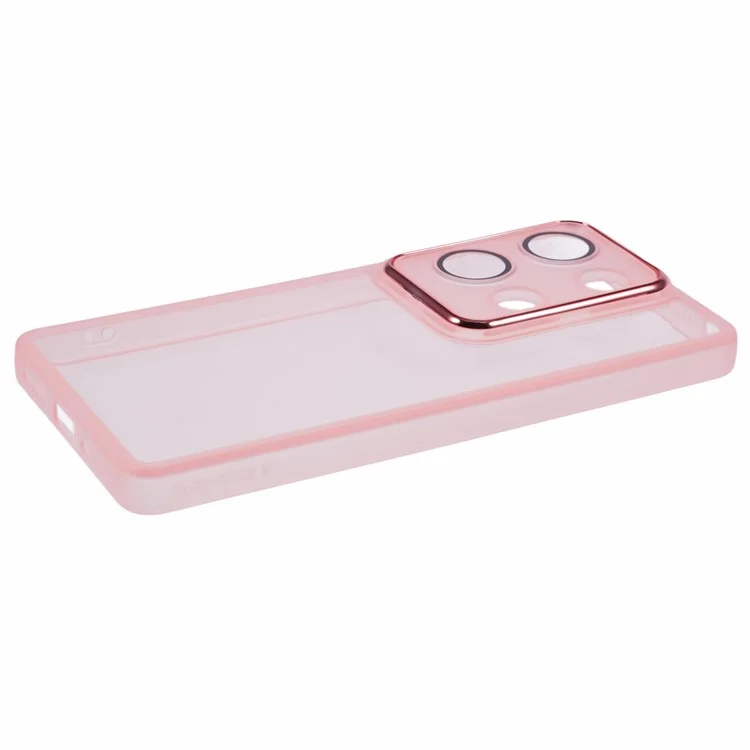 Série DKSM para Xiaomi Poco M6 Pro 4G / Redmi Note 13 Pro 4G Capa Electroplated Camera Frame TPU Phone Cover - Pink Transparente