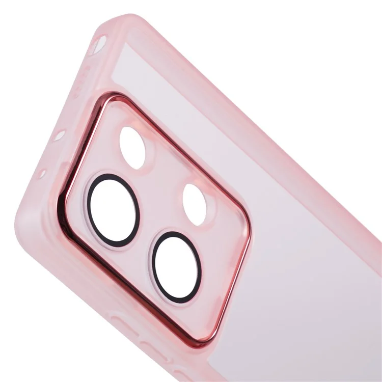 Série DKSM para Xiaomi Poco M6 Pro 4G / Redmi Note 13 Pro 4G Capa Electroplated Camera Frame TPU Phone Cover - Pink Transparente
