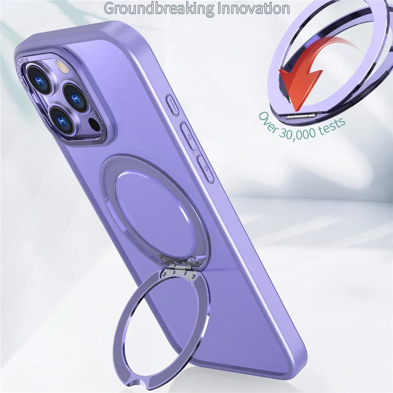 For iPhone 16 Pro Case TPU+Acryl Zwenkstandaard Telefoonhoes Compatibel met MagSafe - Lichtpaars