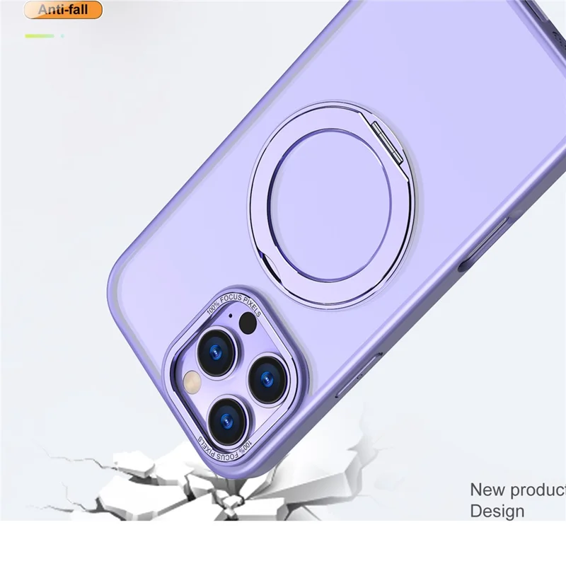 For iPhone 16 Pro Case TPU+Acryl Zwenkstandaard Telefoonhoes Compatibel met MagSafe - Lichtpaars