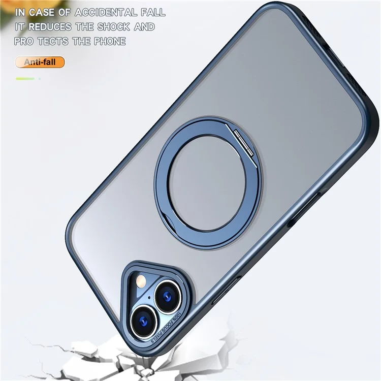 For iPhone 16 Plus Case Compatible with MagSafe TPU+Acrylic Kickstand Phone Cover - Navy Blue