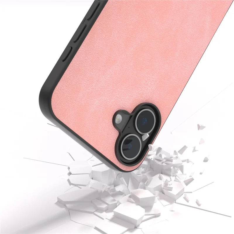 Para iPhone 16 Plus Case PU Leather PC TPU 3 Layer Hybrid Phone Cover - Rosa