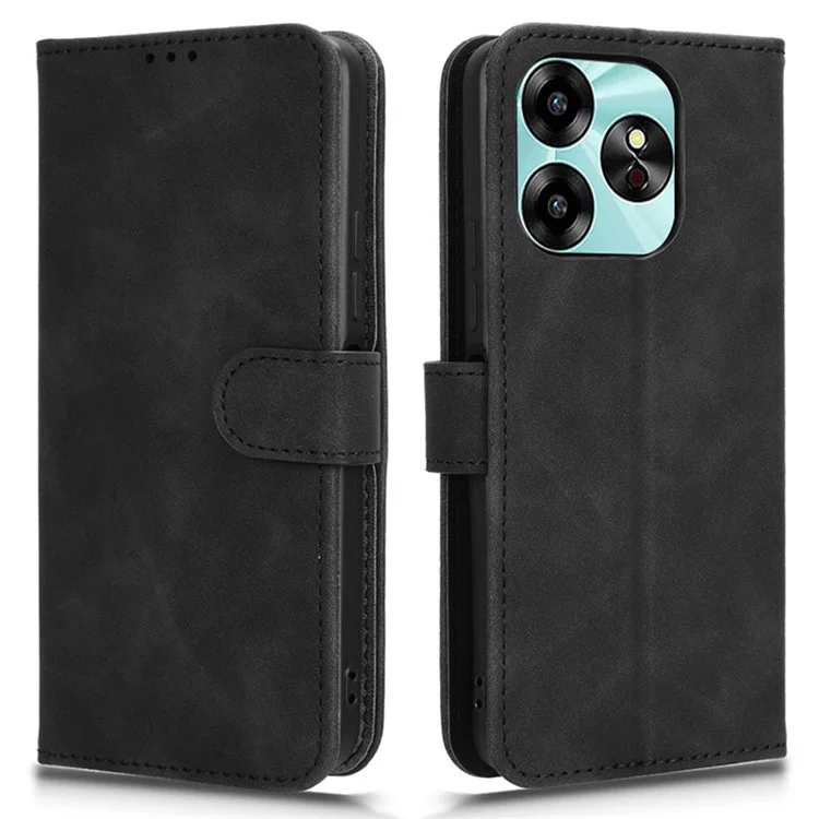 For Umidigi G6 Case Skin Touch Feeling Wallet PU Leather Phone Cover - Black