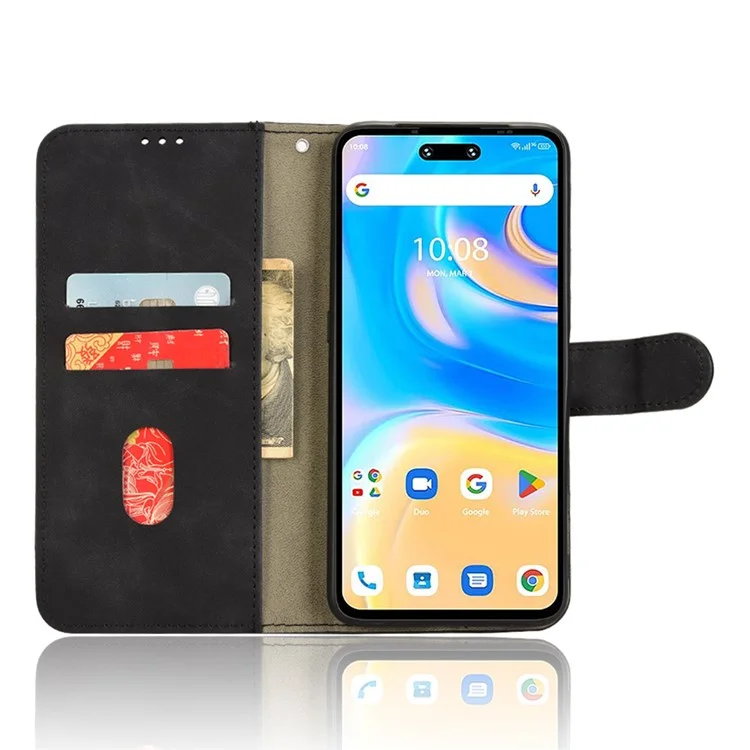 For Umidigi G6 Case Skin Touch Feeling Wallet PU Leather Phone Cover - Black