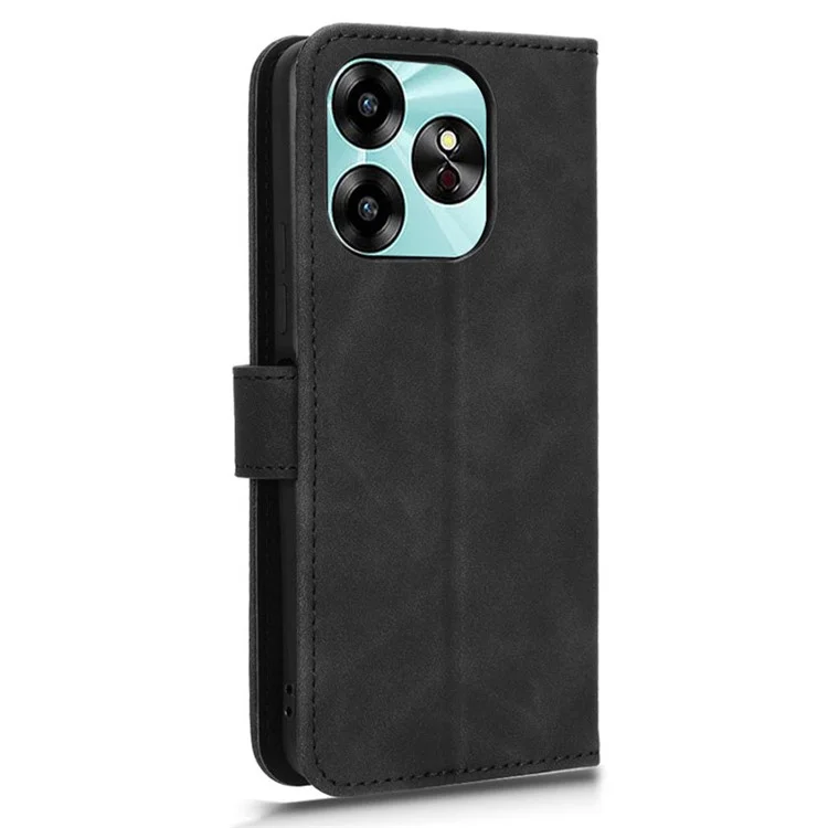 For Umidigi G6 Case Skin Touch Feeling Wallet PU Leather Phone Cover - Black