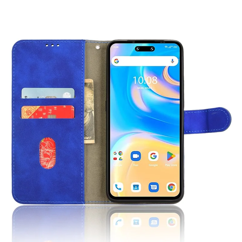 For Umidigi G6 Case Skin Touch Feeling Wallet PU Leather Phone Cover - Blue