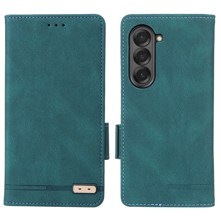 For Samsung Galaxy Z Fold6 5G Case Wallet Leather Folding Phone Cover Hardware Decor - Blue