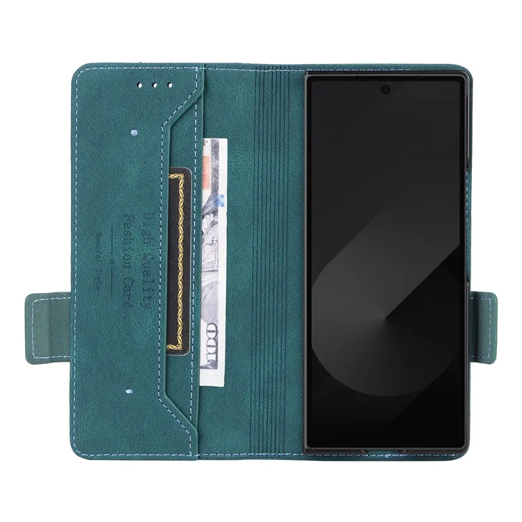 For Samsung Galaxy Z Fold6 5G Case Wallet Leather Folding Phone Cover Hardware Decor - Blue