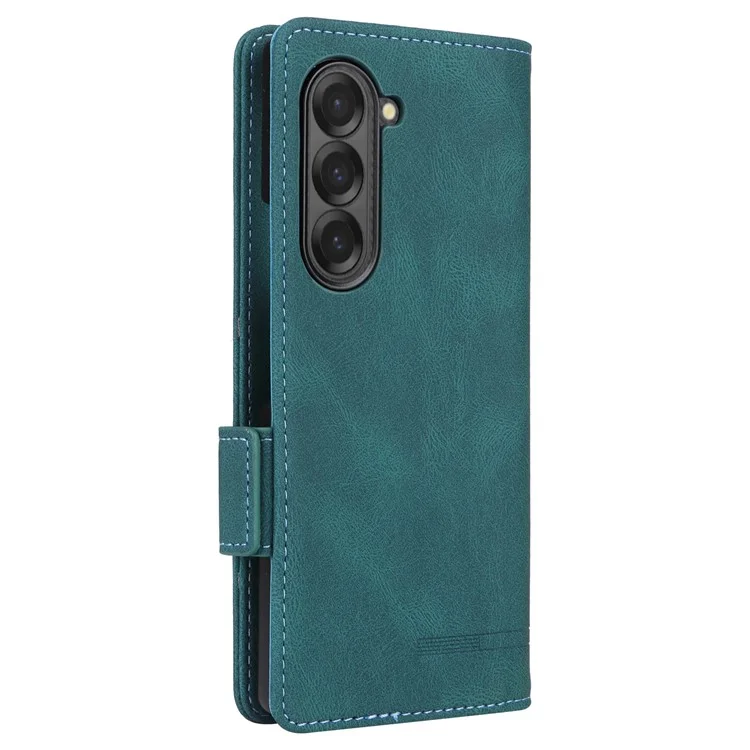 For Samsung Galaxy Z Fold6 5G Case Wallet Leather Folding Phone Cover Hardware Decor - Blue