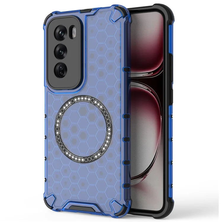 Per Oppo Reno12 Pro 5G (Global) Custodia magnetica Texture a nido d'ape a doppio strato TPU+PC Custodia per telefono - Blu