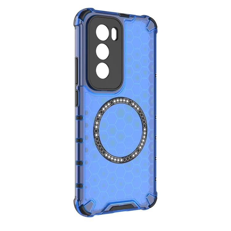 Per Oppo Reno12 Pro 5G (Global) Custodia magnetica Texture a nido d'ape a doppio strato TPU+PC Custodia per telefono - Blu