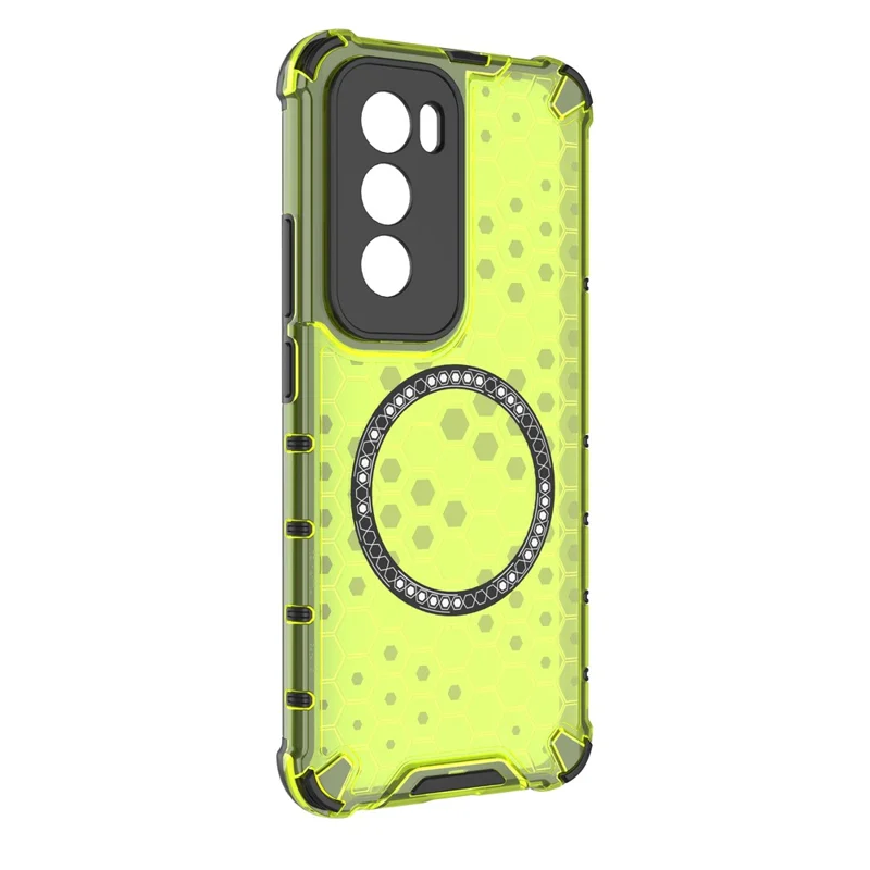For Oppo Reno12 Pro 5G (Global) Magnetic Case Honeycomb Texture Double Layer TPU+PC Phone Cover - Green