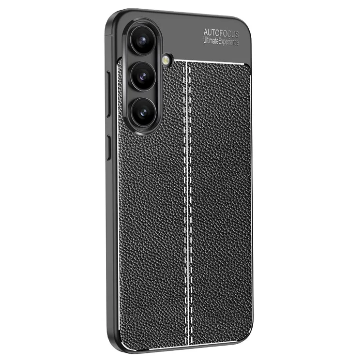 Para Samsung Galaxy S24 FE Case Litchi Texture TPU Flexible Phone Cover - Preto