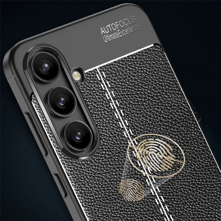 Para Samsung Galaxy S24 FE Case Litchi Texture TPU Flexible Phone Cover - Preto