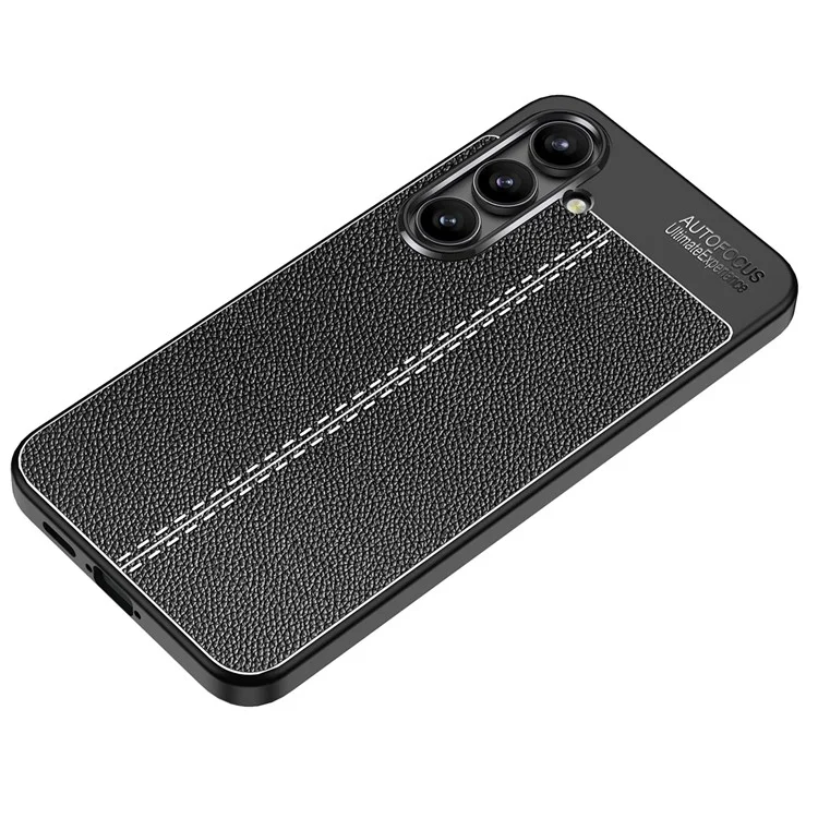 Para Samsung Galaxy S24 FE Case Litchi Texture TPU Flexible Phone Cover - Preto