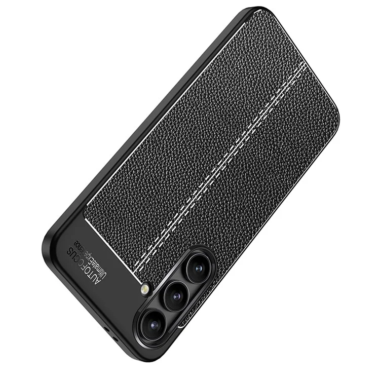 Para Samsung Galaxy S24 FE Case Litchi Texture TPU Flexible Phone Cover - Preto