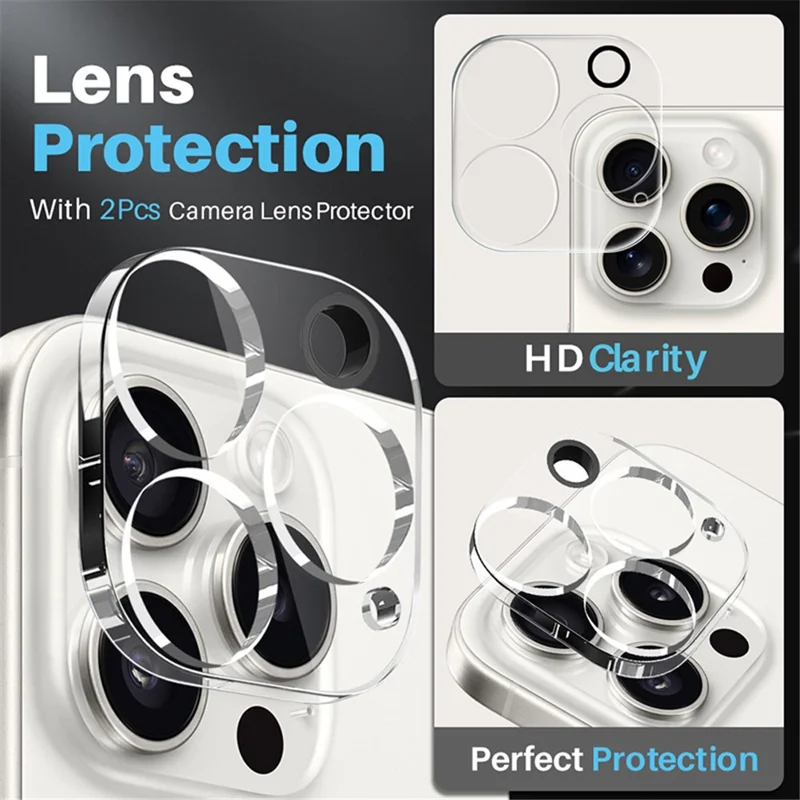 NORTHJO 5 in 1 For iPhone 16 Pro Max Case Clear PC+TPU Phone Cover with 2 Screen Film, 2 Lens Film