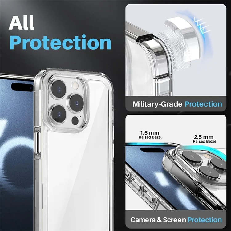Estuche para iPhone 16 Pro Max de NORTHJO, con cubierta de teléfono de PC+TPU, protector de pantalla y película para lente.