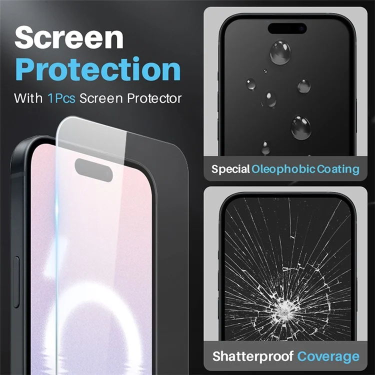 NORTHJO For iPhone 16 Case Transparent PC+TPU Phone Cover Set with Screen Film, Lens Film
