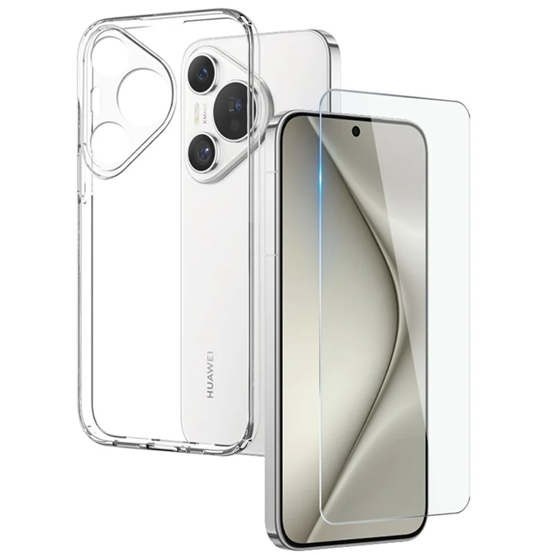 NORTHJO Для Huawei Pura 70 Чехол Clear Soft TPU Чехол для телефона с закаленной стеклянной пленкой