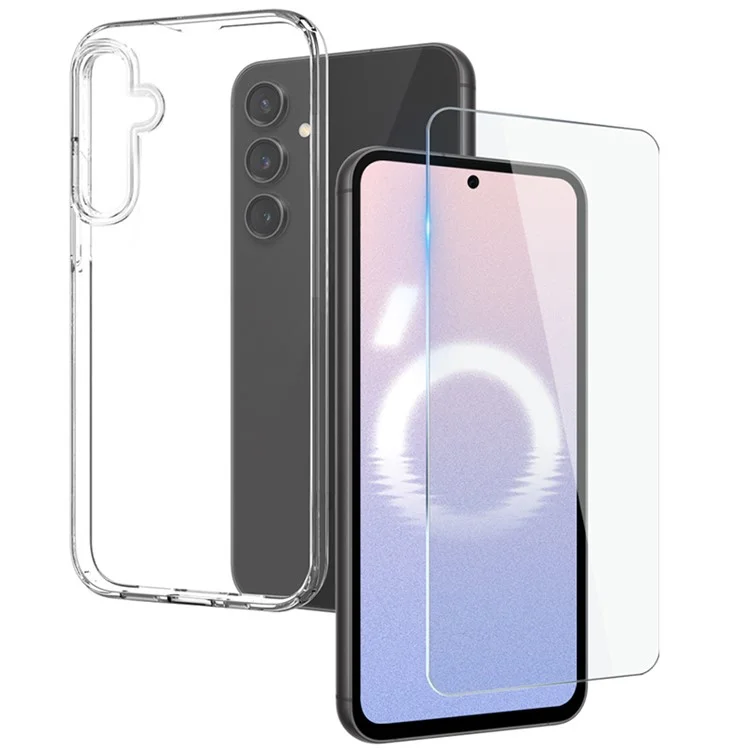 NORTHJO Für Samsung Galaxy S24 FE Hülle Klar TPU Handyhülle mit Panzerglas-Folie