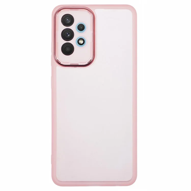 DKSM Series For Samsung Galaxy A13 4G Case Electroplated Camera Frame TPU Phone Cover - Transparent Pink