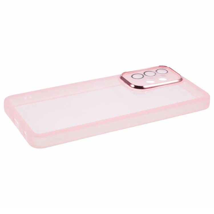 DKSM Series For Samsung Galaxy A13 4G Case Electroplated Camera Frame TPU Phone Cover - Transparent Pink