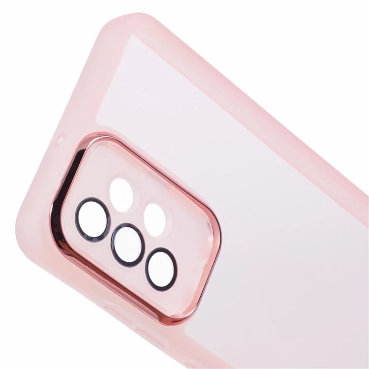 DKSM Series For Samsung Galaxy A13 4G Case Electroplated Camera Frame TPU Phone Cover - Transparent Pink