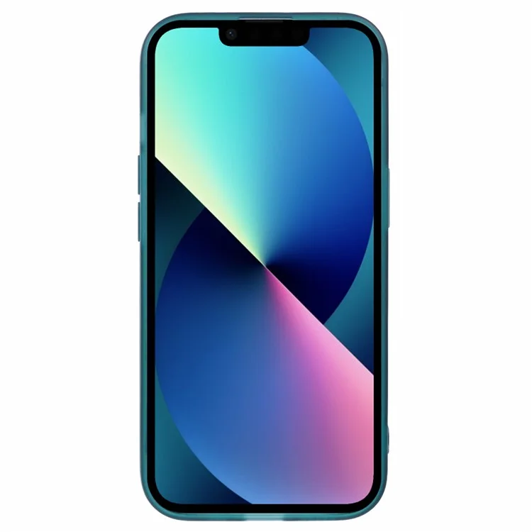 Funda para iPhone 13 de la serie DKSM, con marco de cámara electrolizado de TPU - Verde Ejército Transparente