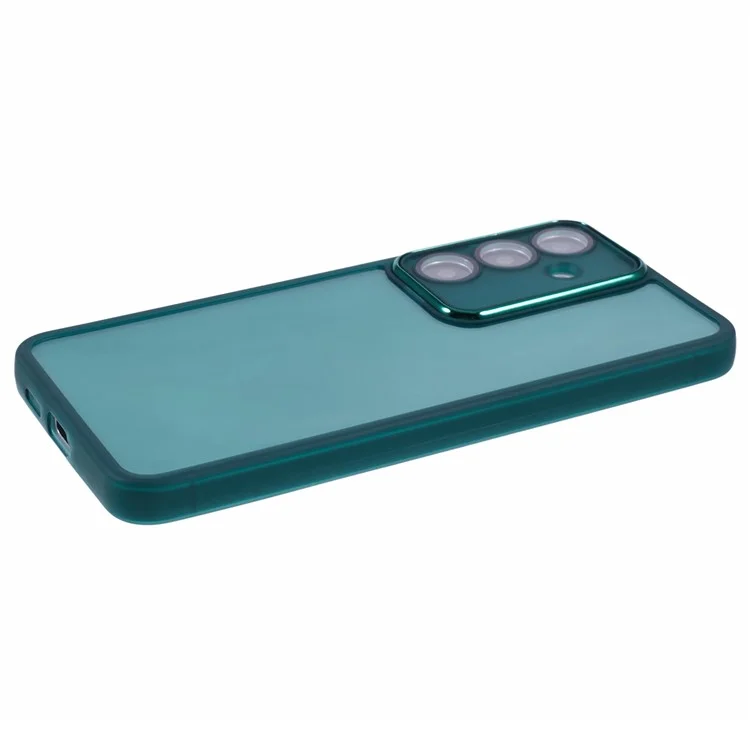 DKSM Series For Samsung Galaxy S24 Case Electroplated Camera Frame TPU Phone Cover - Transparent Army Green