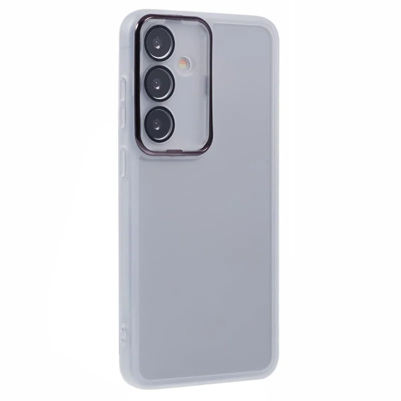 DKSM Series For Samsung Galaxy S23 FE Case Electroplated Camera Frame TPU Phone Cover - Transparent White