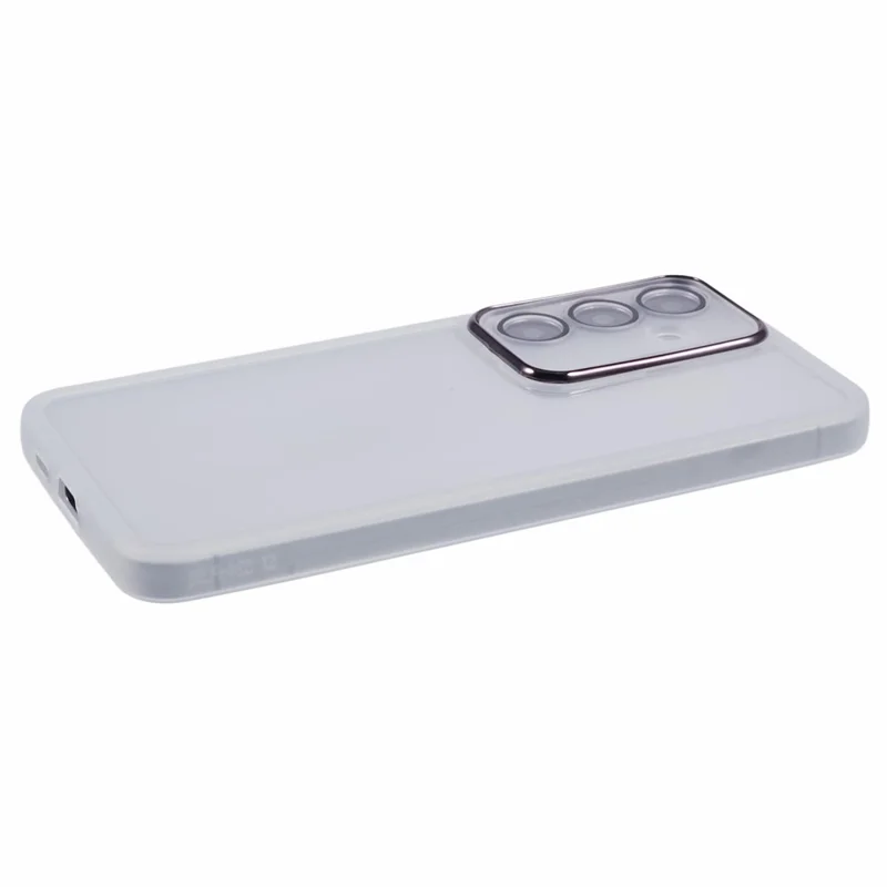 DKSM Series For Samsung Galaxy S23 FE Case Electroplated Camera Frame TPU Phone Cover - Transparent White