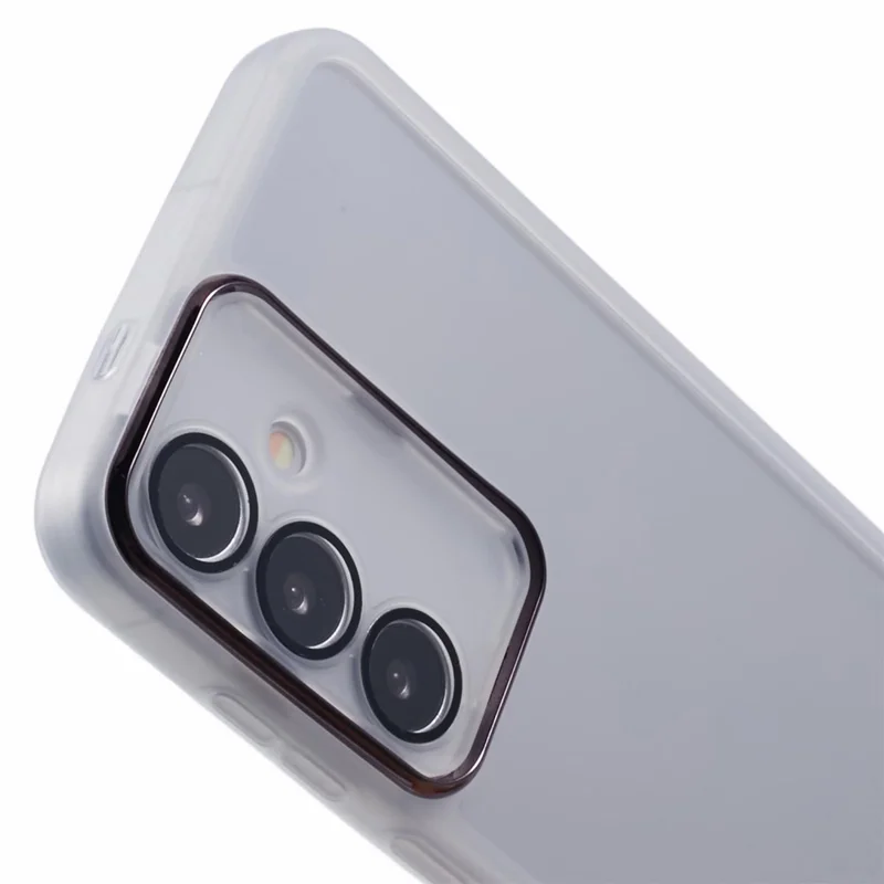 DKSM Series For Samsung Galaxy S23 FE Case Electroplated Camera Frame TPU Phone Cover - Transparent White