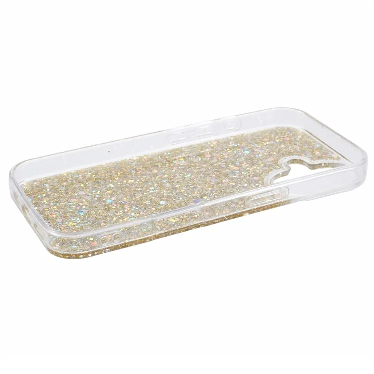 Per iPhone 16 Plus Case Protective Soft TPU Phone Cover con superficie glitterata - Oro