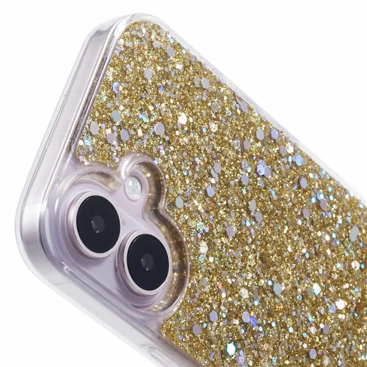 Per iPhone 16 Plus Case Protective Soft TPU Phone Cover con superficie glitterata - Oro