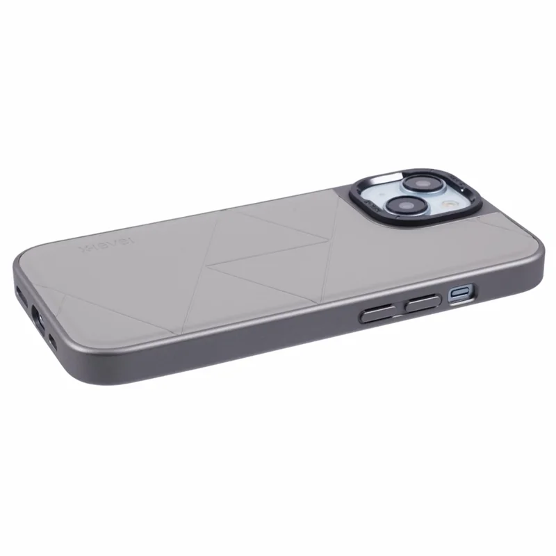 X-LEVEL For iPhone 15 Case Shockproof Geometric PU Leather Back Cover - Titanium Grey