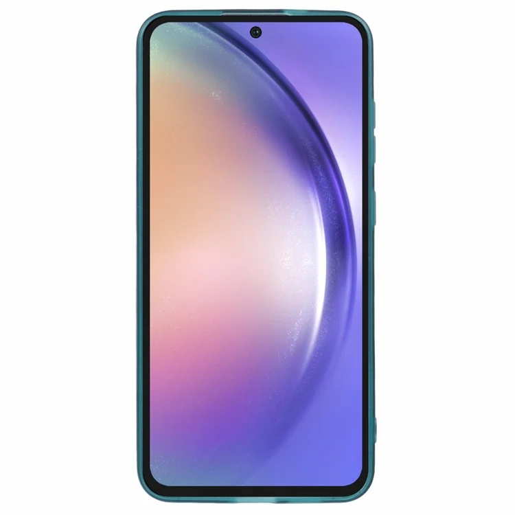 Série DKSM para Samsung Galaxy A14 5G / Capa A14 4G Moldura da Câmera Eletrodourada TPU - Verde Exército Transparente