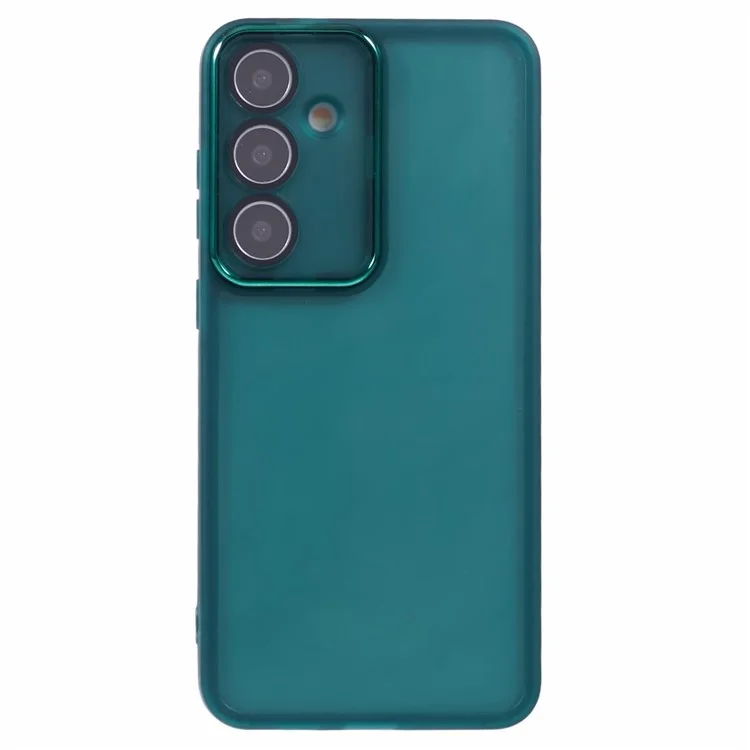 Série DKSM para Samsung Galaxy A14 5G / Capa A14 4G Moldura da Câmera Eletrodourada TPU - Verde Exército Transparente
